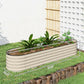 Cream galvanized raised garden bed with black rim, showing included dimensions and inner frame