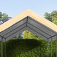 Beige carport canopy replacement cover with dark gray frame, peaked roof corner