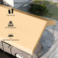 Beige carport canopy cover roof panel with sloped edge over metal frame