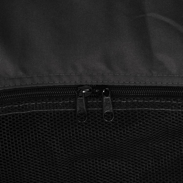 Dark gray dog tent front zipper and mesh window