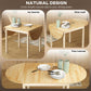 Natural wood drop-leaf dining table shown with no, one, and two leaves extended