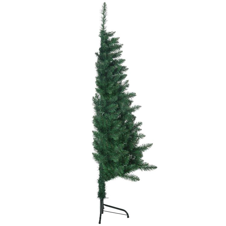 Artificial half Christmas tree, green hinged tips, open steel stand