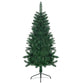 Artificial half Christmas tree with green hinged branches and steel tripod stand