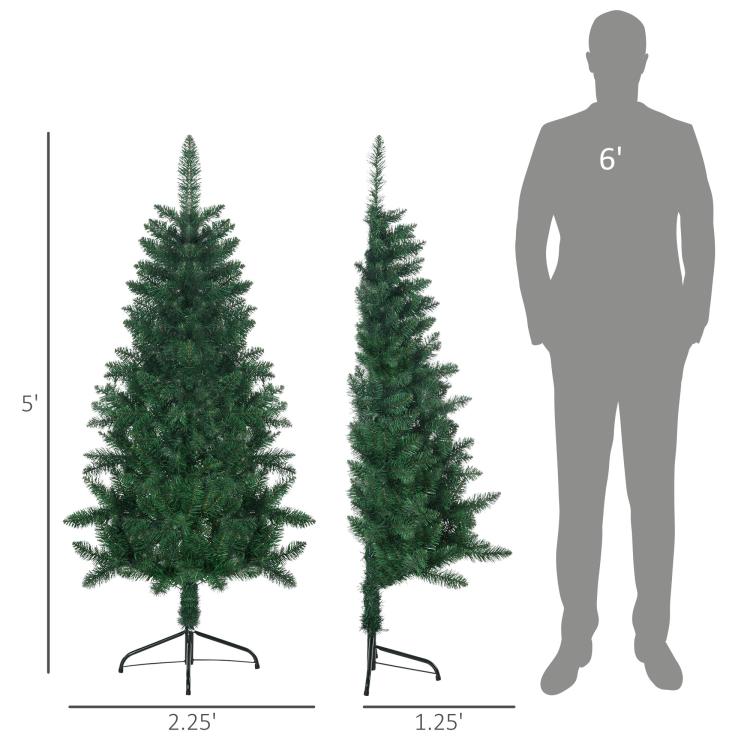 Artificial half Christmas tree size comparison: 5 ft height, steel stand
