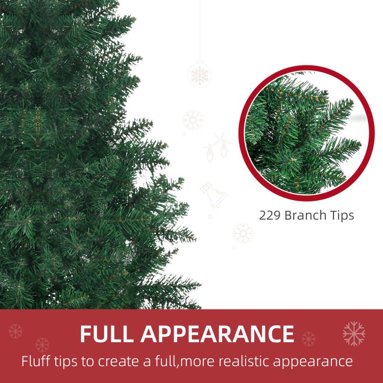 Artificial half Christmas tree branch tips detail with dense green foliage