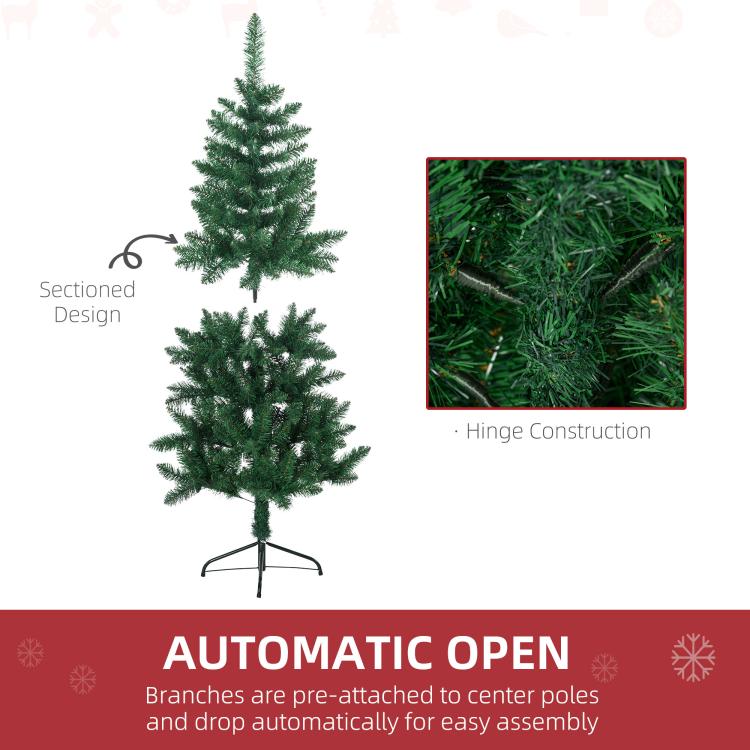 Artificial half Christmas tree with hinged construction for full appearance