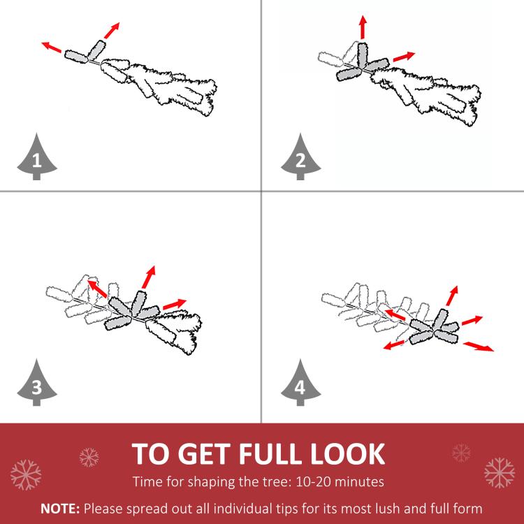Artificial half Christmas tree assembly steps diagram showing auto-open process