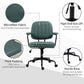 Green office chair with microfiber-textured upholstery, thick padding, and sturdy base