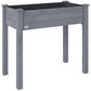 Dark gray rectangular wooden raised garden bed with open top and four corner legs