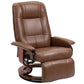 Brown manual swivel recliner with extended footrest and tufted back padding