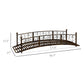 Bronze metal footbridge dimensions view with scroll side rails and slatted surface