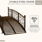 Bronze metal arched footbridge on a steel frame with scroll guardrails