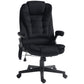 Black high-back massage office chair with padded arms, reclined back, and rolling base