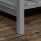 Dark gray garden bed leg corner detail with metal screw and reinforced frame