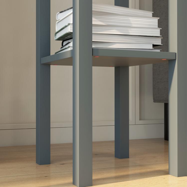 Gray two-tier side table with open lower shelf, set of 2
