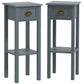 Gray side table set of 2 with drawer and lower shelf