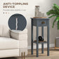 Gray side table with drawer and open lower shelf; steady frame design.