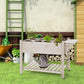 Raised garden planter with open bottom shelf, trellis-style frame, and wheels