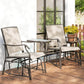 Outdoor rocking chair set with coffee table; light brown frames, beige woven sling seats