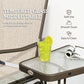 Tempered glass middle table top with dark frame attached to outdoor chair set