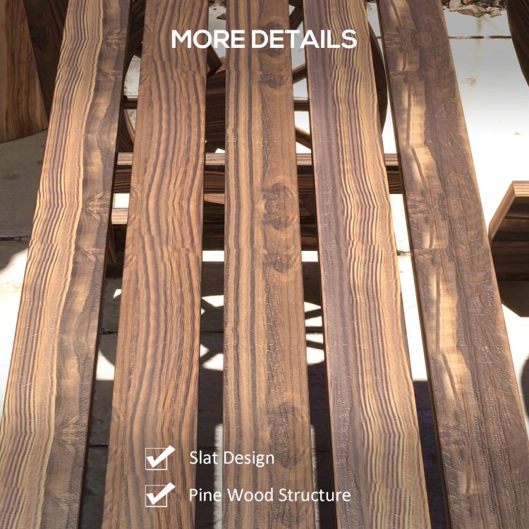 Wood bench slat back panels with natural pine-grain texture