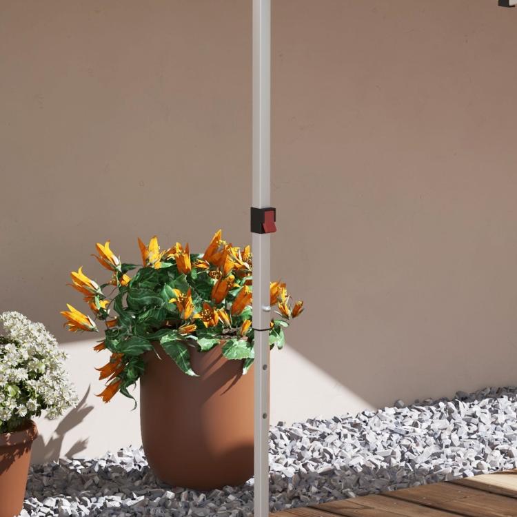 Pop-up canopy frame with upright pole and sidewall clip connector