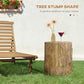 Tree stump side table with round top and realistic wood grain effect, brown