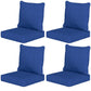 Set of four navy blue chair cushions with padded seat and tall backrest