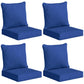 Set of 4 navy blue patio chair seat and back cushions with square top backs