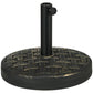 Umbrella stand base with black pole holder and round woven-pattern base