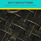 Close-up of umbrella base woven brick-like pattern in black with gold flecks