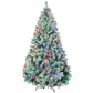 Frosted 7.5 ft artificial Christmas tree with multicolor LED lights and metal stand