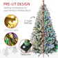 Pre-lit artificial Christmas tree with frosted branches, LED lights and controller