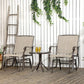 Outdoor bistro set with two rocking sling chairs and a round tempered glass coffee table
