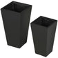 Pair of black square planters with textured dark inner liners