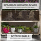 Raised garden bed showing bottom shelf and included garden bed liner
