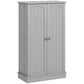 Gray freestanding pantry cabinet with two paneled doors