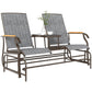 Gray loveseat glider bench with two upright armchairs and central round side table