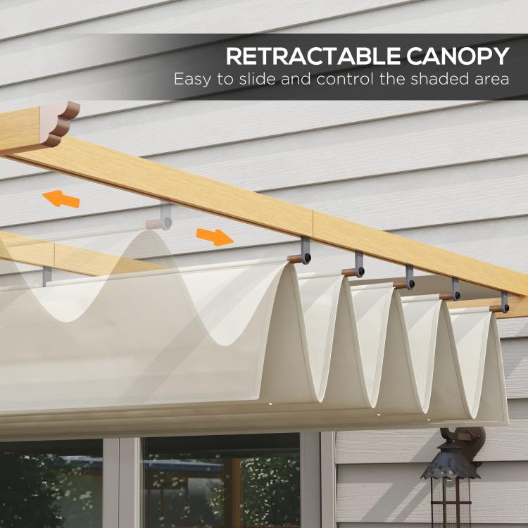 Retractable canopy fabric sliding mechanism under wood-grain aluminum crossbeam