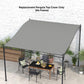 Dark gray pergola top shade cover with side ties and grommet points on a square canopy