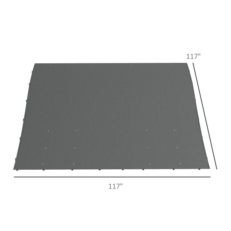 Dark gray pergola top replacement canopy cover, 117 in wide square panel with corner grommets