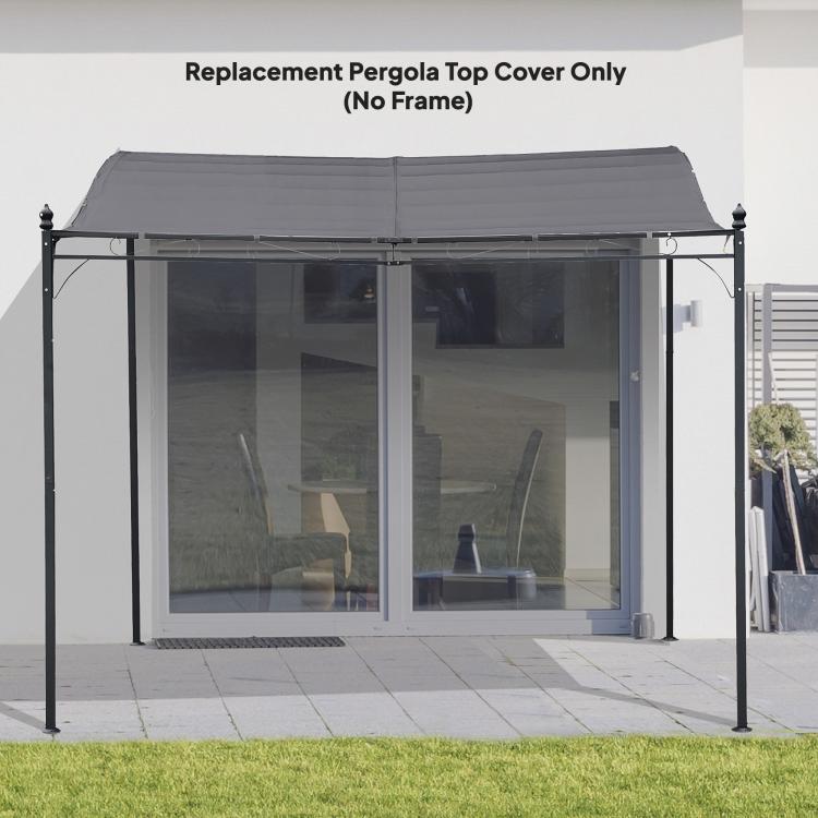 Dark gray pergola top cover only, no-frame fabric canopy with visible side panels