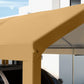 Beige carport canopy cover roof corner with metal support bar