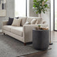 Dark gray round concrete-finish side table with cylindrical top