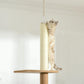 Light brown cat climbing tower with sisal scratching post and hanging platforms