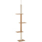 Light brown cat climbing tower with sisal-covered posts and three stacked platforms