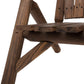 Carbonized wood patio chair bench frame with curved arms and crossed supports