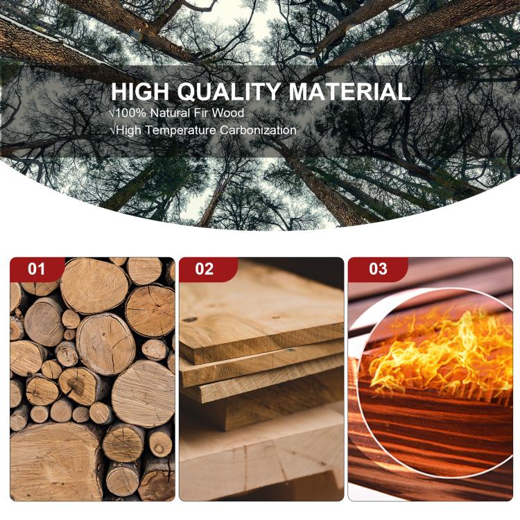Natural fir wood material graphic for patio bench, logs and fire effect