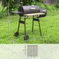 Charcoal BBQ grill and smoker combo with wire shelf base and four caster wheels
