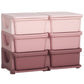 3-tier kids storage organizer with six pink drawers and curved side handles